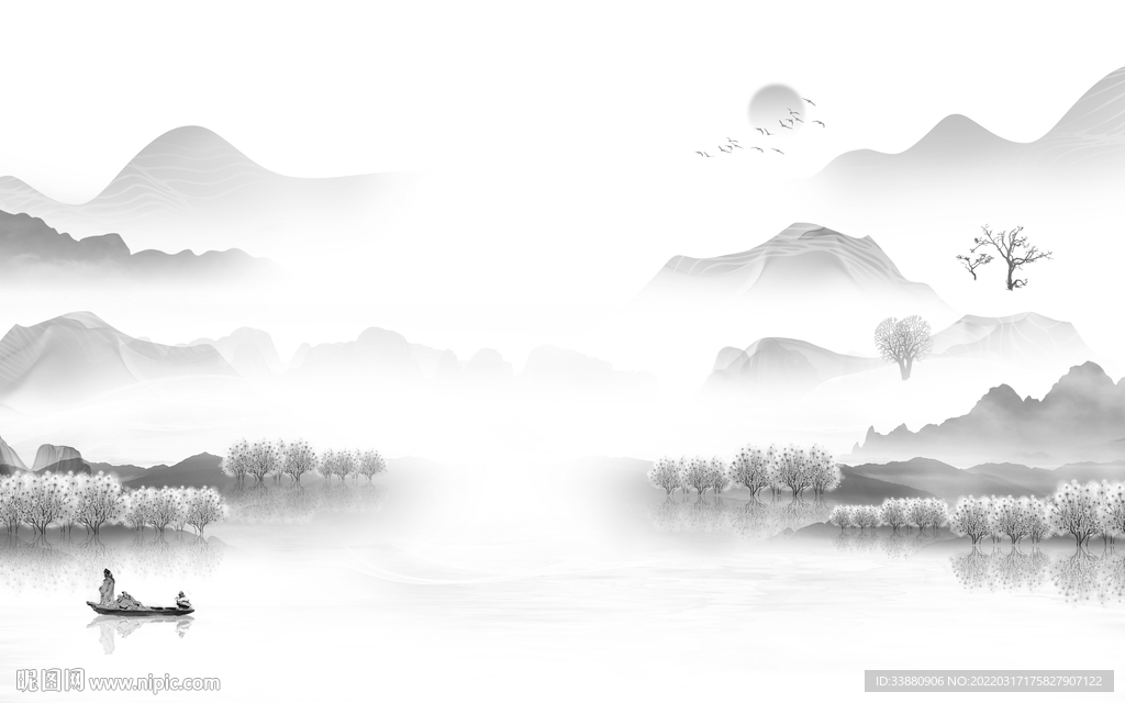 中国风新高端山水画 tif分层