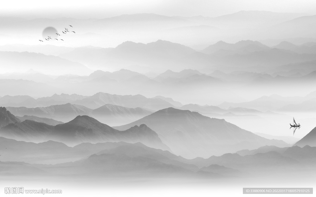 新中式高端山水画 tif分层