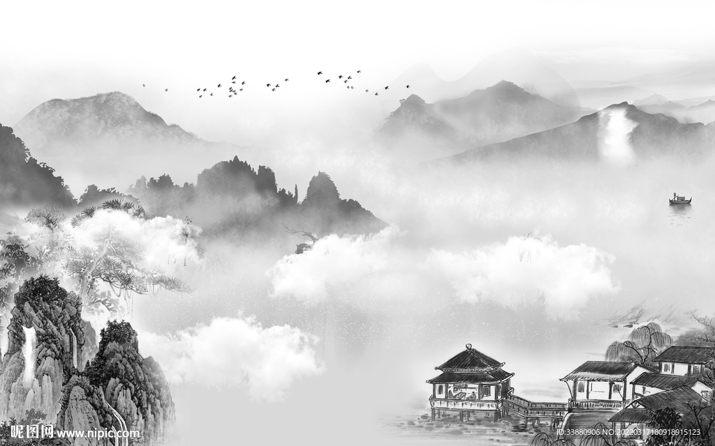 热卖新高端山水画 tif分层