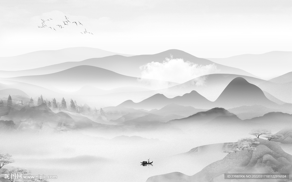 新品高档爆款山水 tif分层