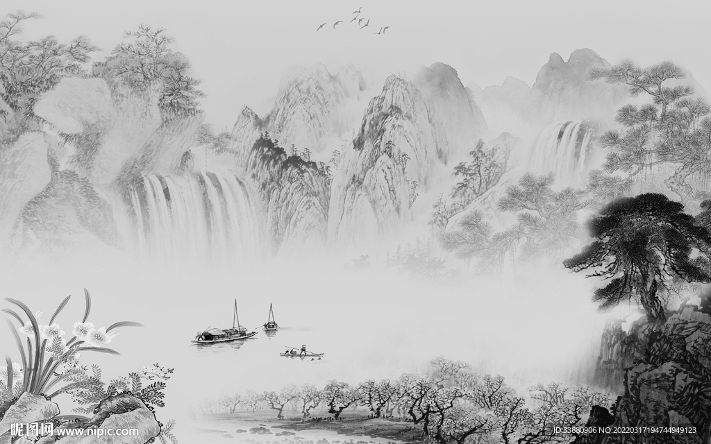 爆款新高端山水画 tif分层