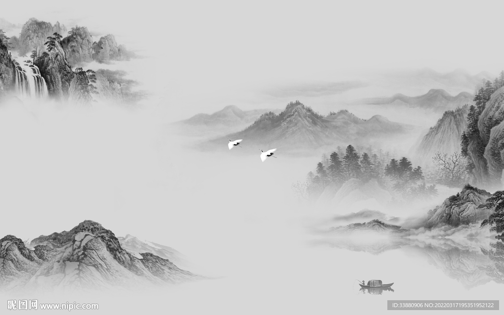 中国风山水电视背景 tif分层