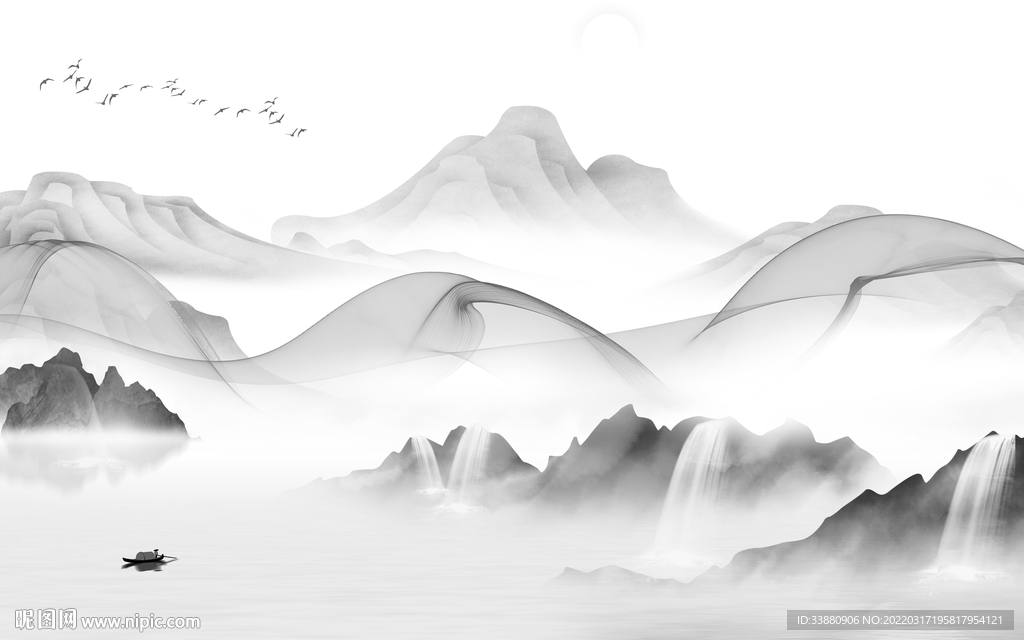 水墨新高端山水画 tif分层