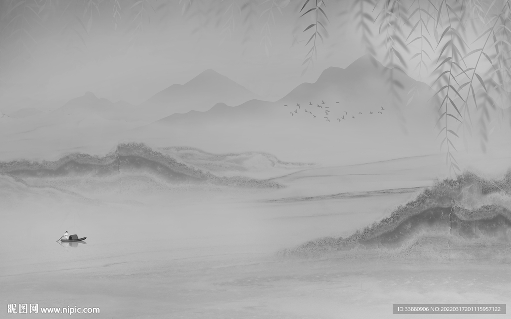 背景墙现代山水新画 tif分层