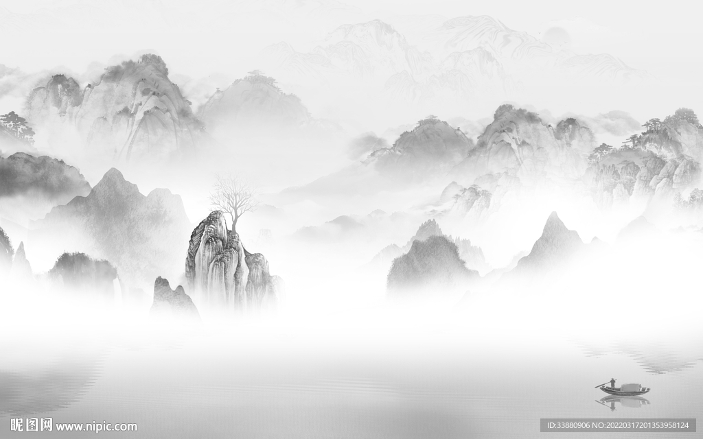 意境最新山水墙画 tif分层