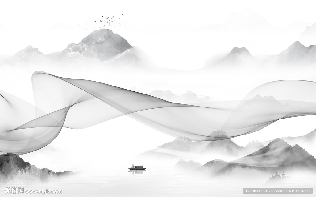 中国风现代山水新画 tif分层