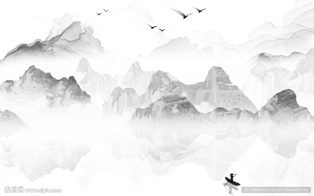 别墅客厅背景山水 tif分层