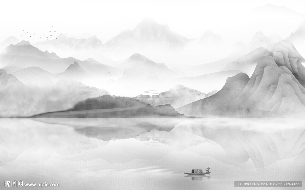 别墅山水电视背景 tif分层