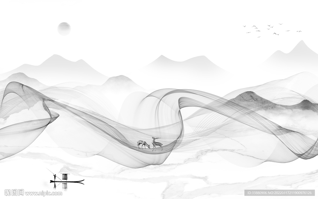 高档现代山水新画 tif分层