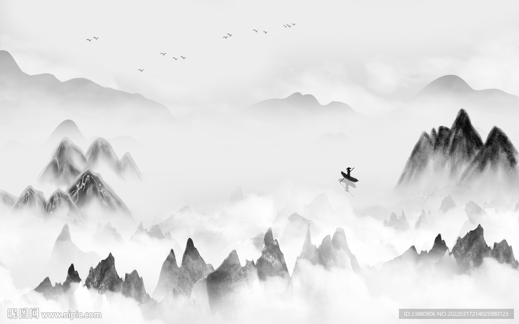 爆款客厅背景山水 tif分层