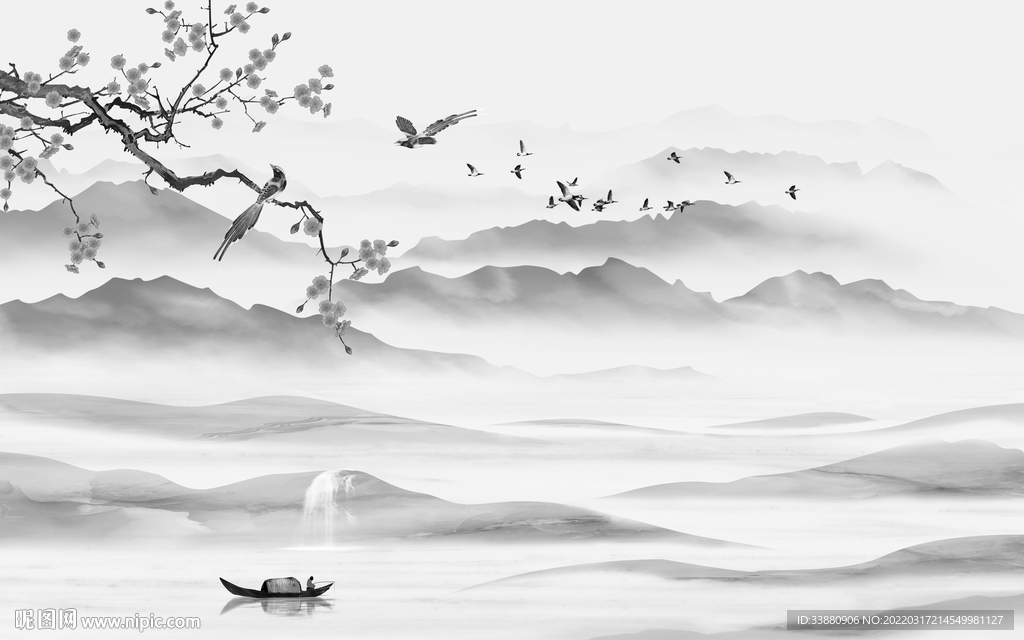 客厅高清新山水画 TIF分层