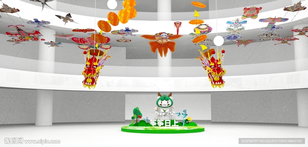 龙形风筝 风筝效果 美陈 吊顶