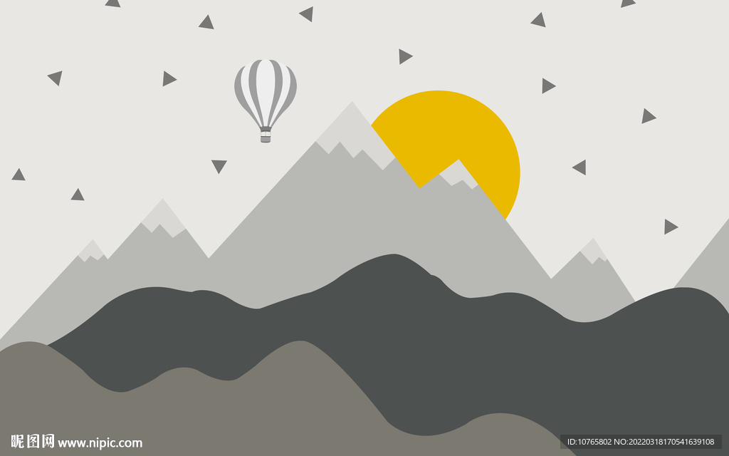 卡通气球儿童房背景墙壁画男孩房