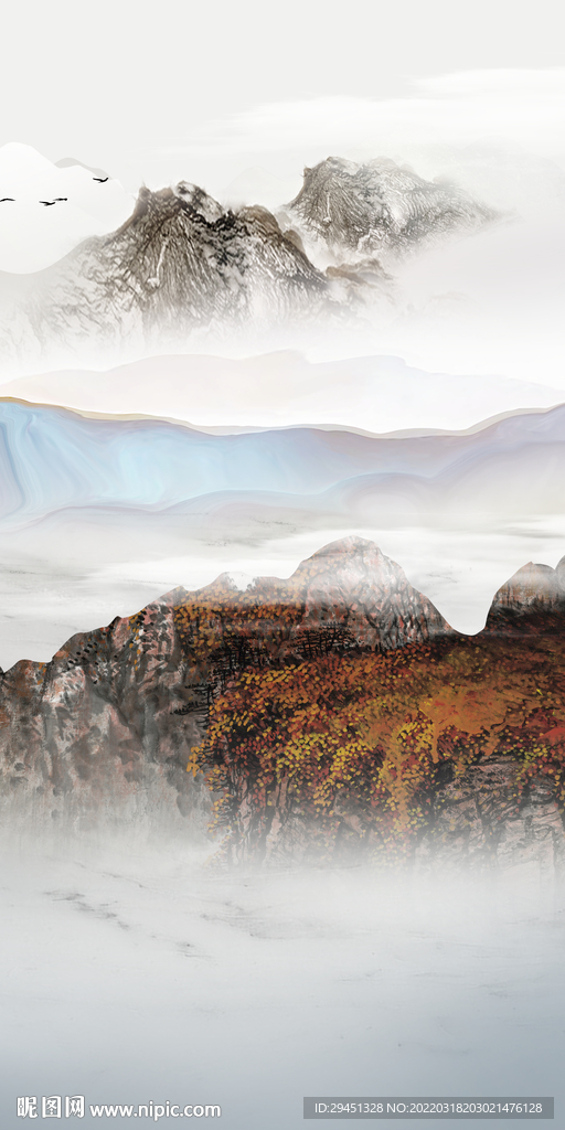 简约山水意境玄关 TIF分层