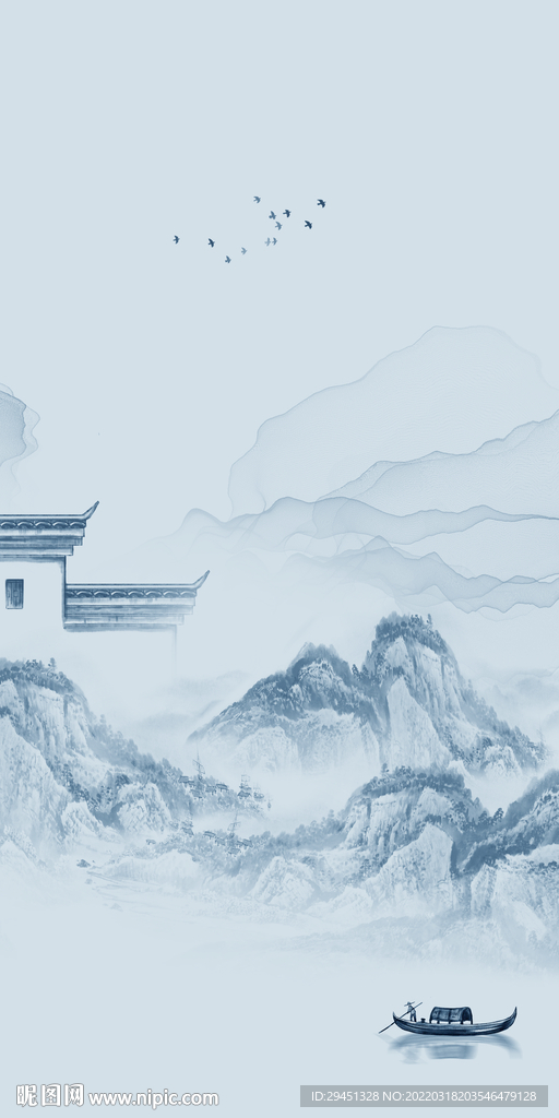 现代山水意境玄关 TIF分层