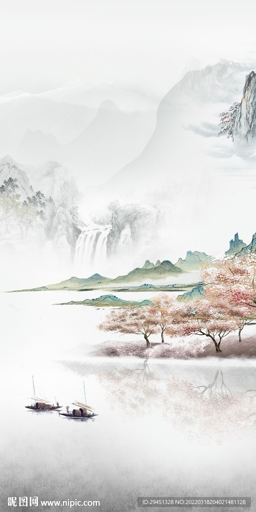 新中式山水意境玄关 TIF分层