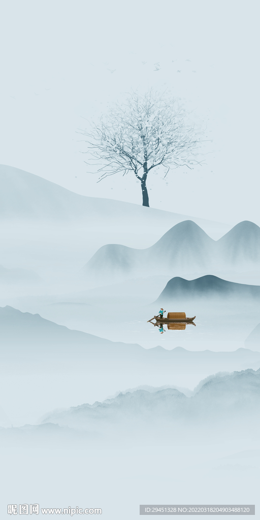 人气 山水意境玄关 TIF分层