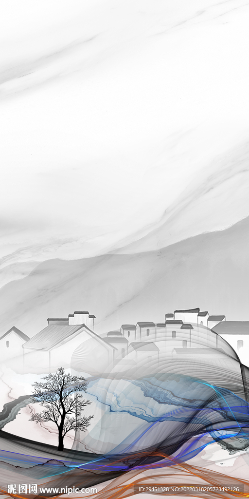 大气山水意境玄关 TIF分层