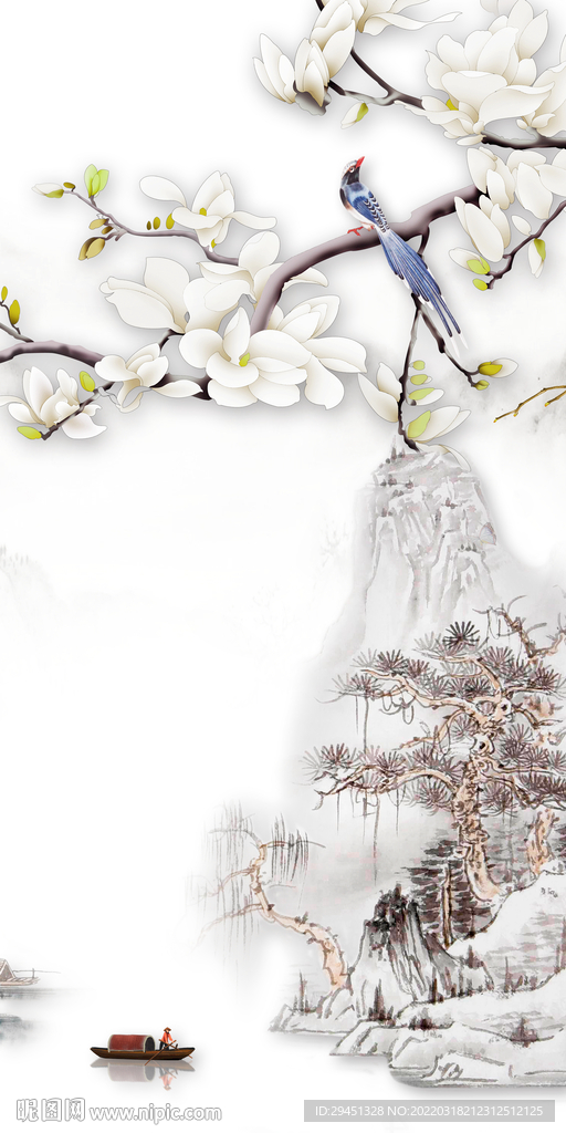 花鸟 山水新画玄关 TIF分层