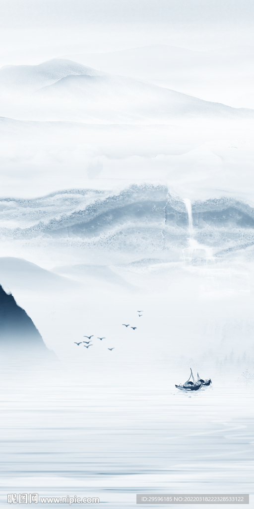 中式简约玄关山水 tif分层