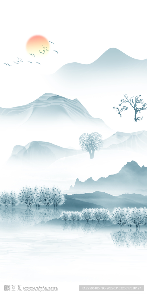 别墅山水玄关框画 tif分层