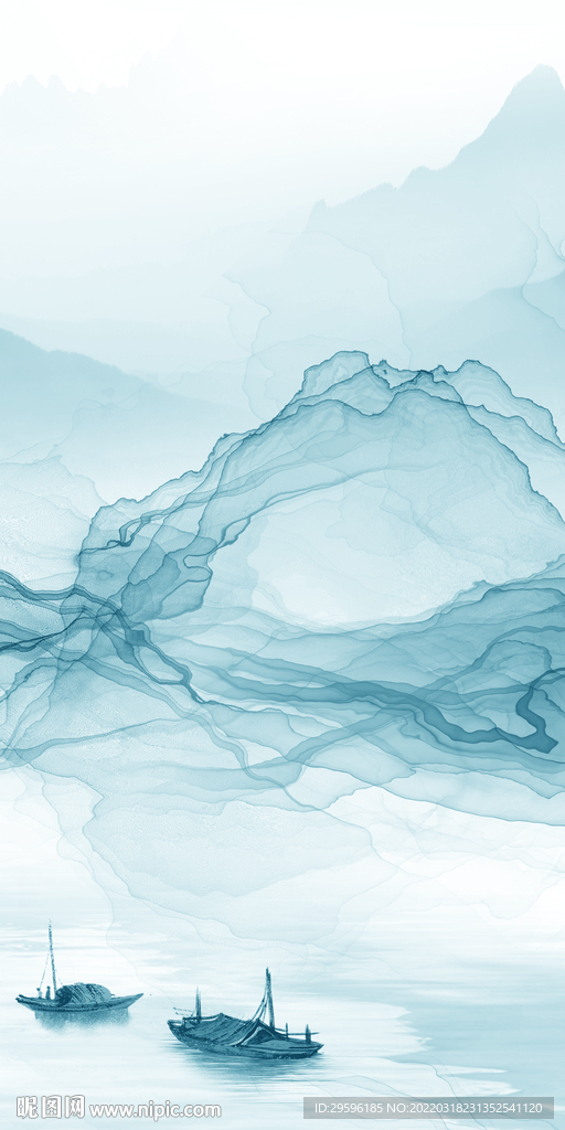 中国风山水玄关框画 tif分层