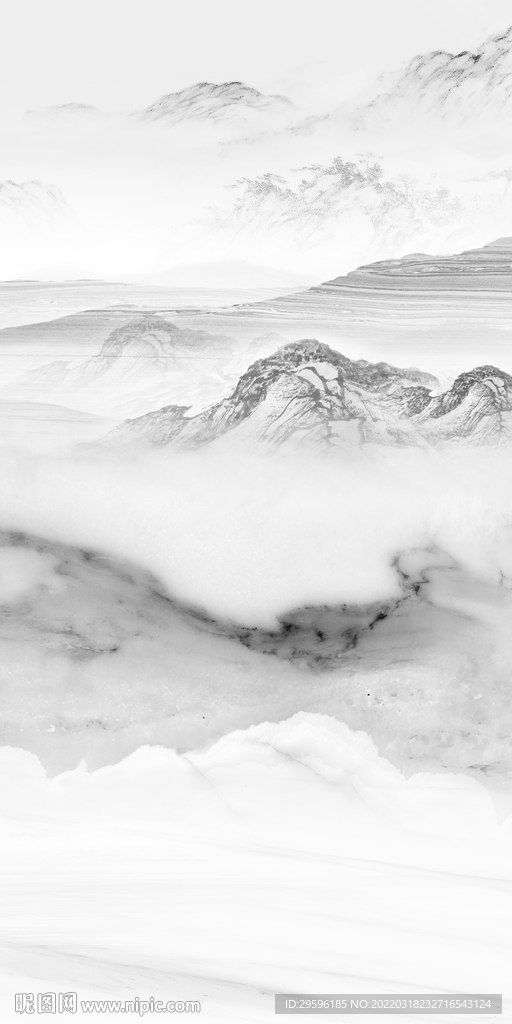 人气简约玄关山水 tif分层