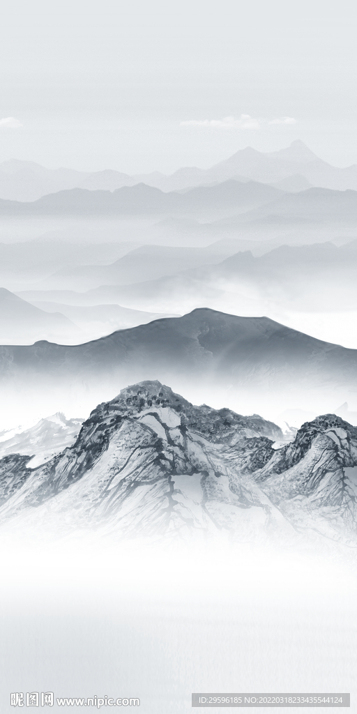 高端 山水玄关框画 tif分层