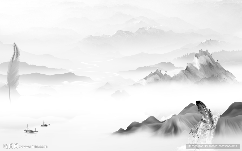 新品 客厅新山水画 TIF分层