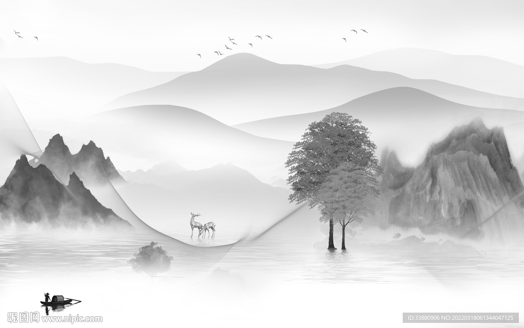 新款客厅新山水画 TIF分层