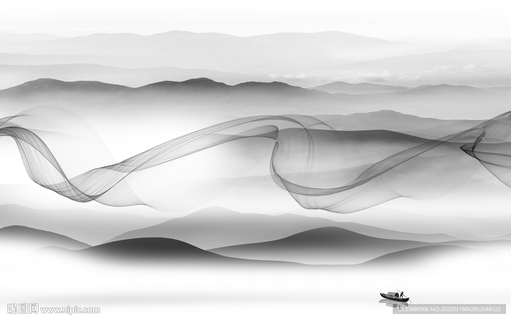 高端客厅新山水画 TIF分层