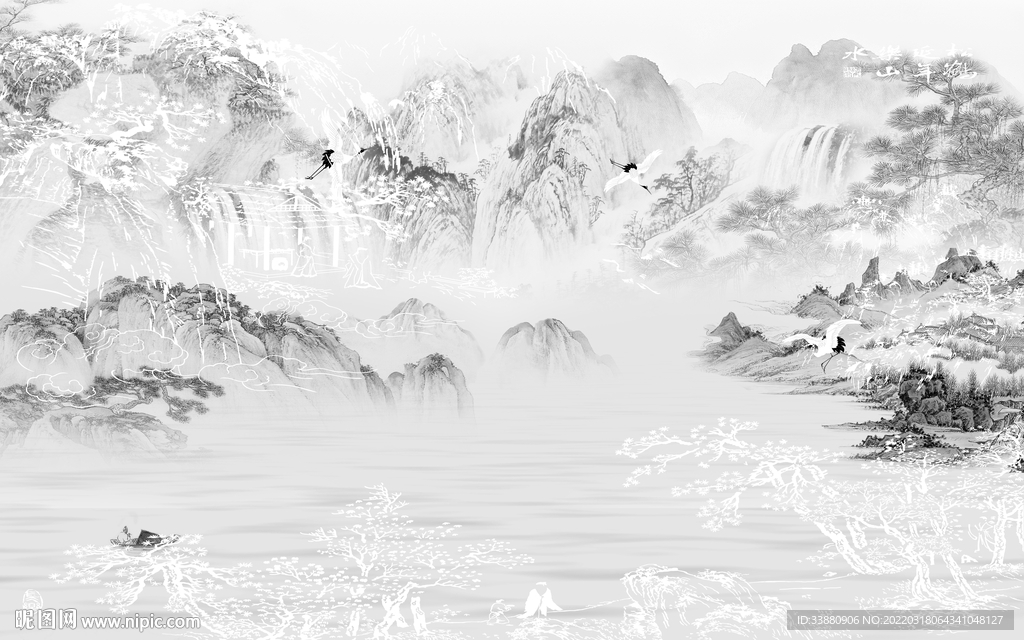 简约新高端山水画 tif分层