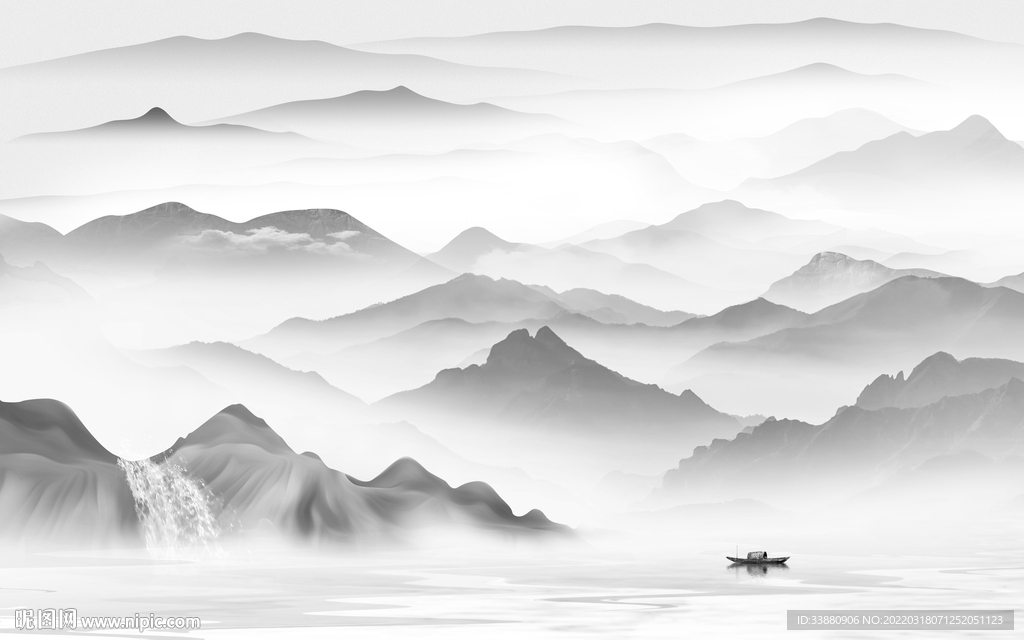 别墅大气中式山水 TIF分层