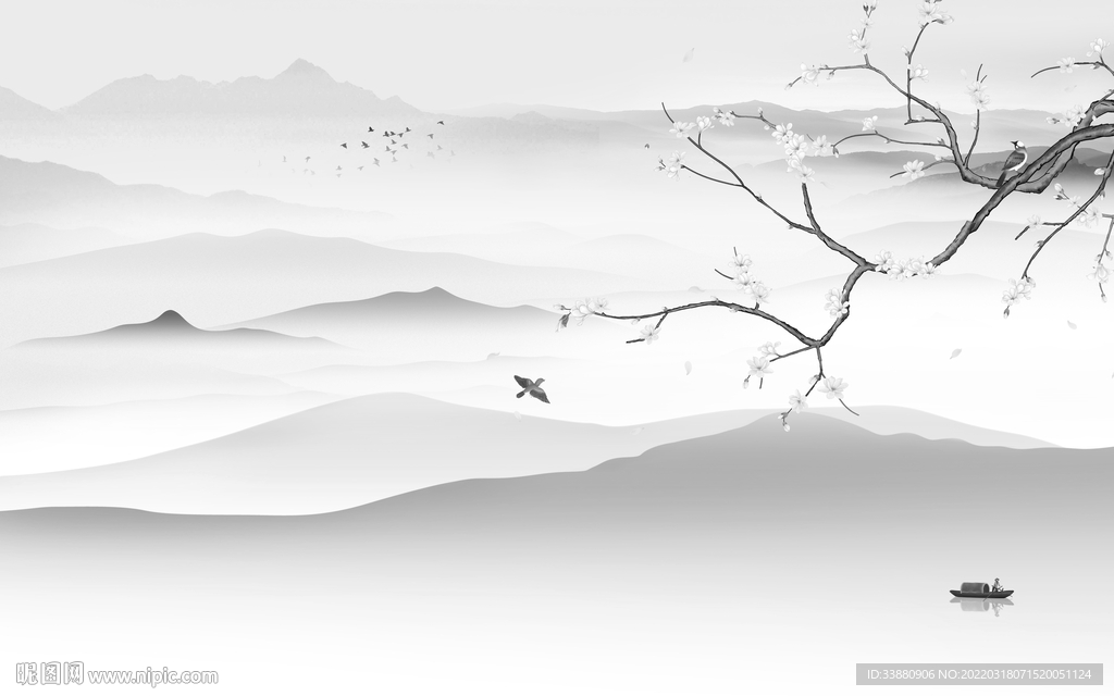 新款大气中式山水 TIF分层