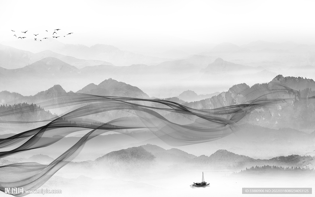 高清大气中式山水 TIF分层