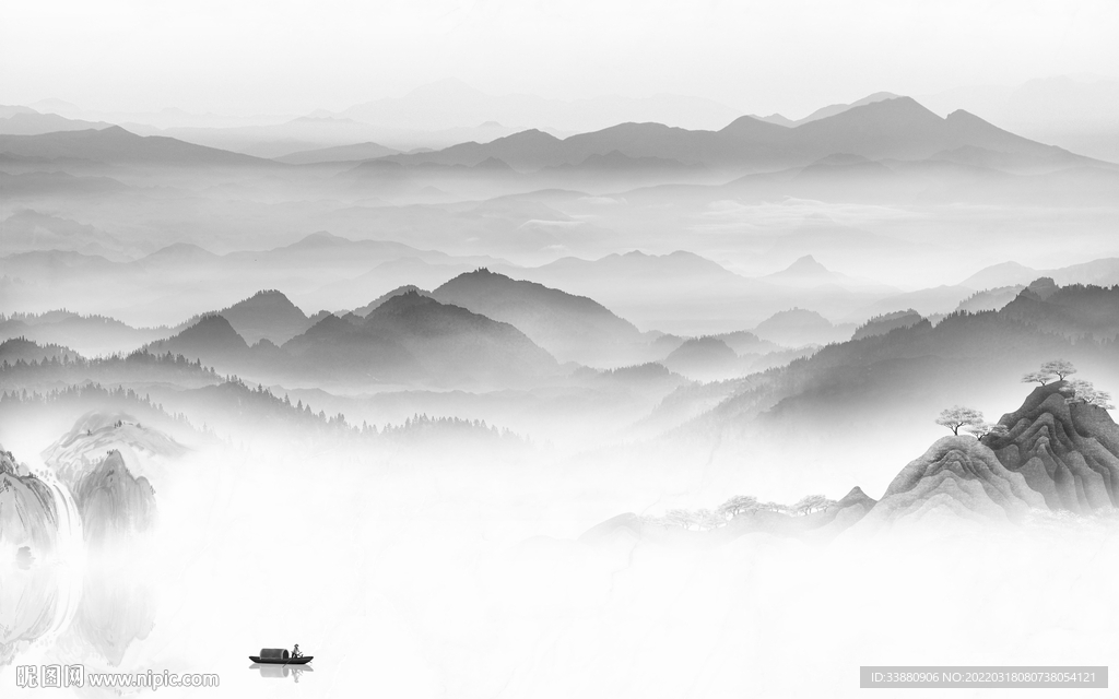 现代大气中式山水 TIF分层