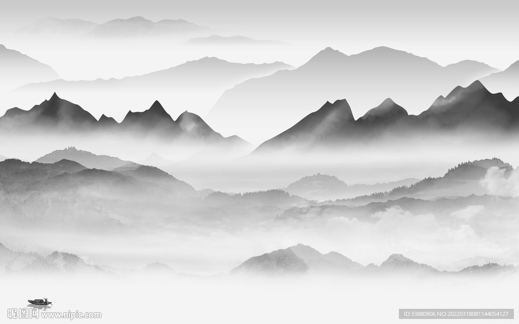 中国风客厅新山水画 TIF分层