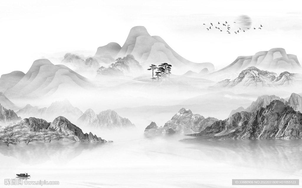 高档 大气客厅山水 TIF分层