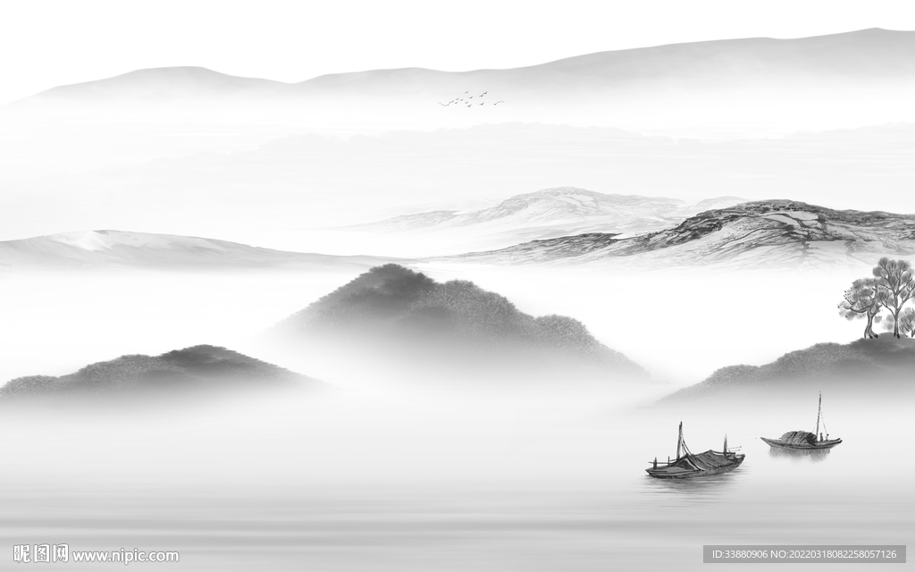 别墅高清新山水画 TIF分层