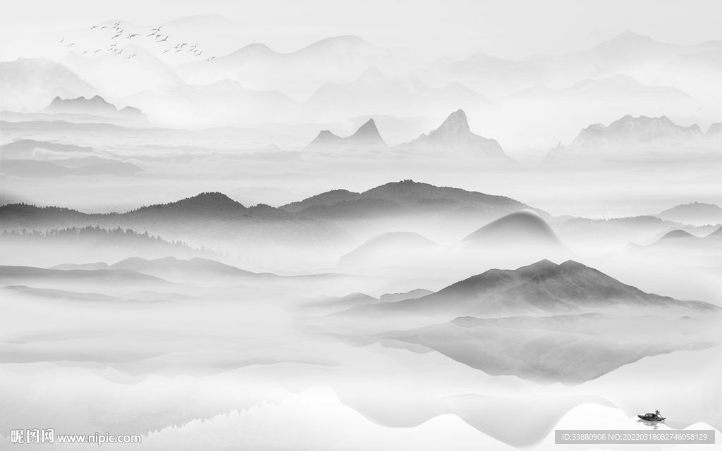 新款客厅山水背景 TIF分层