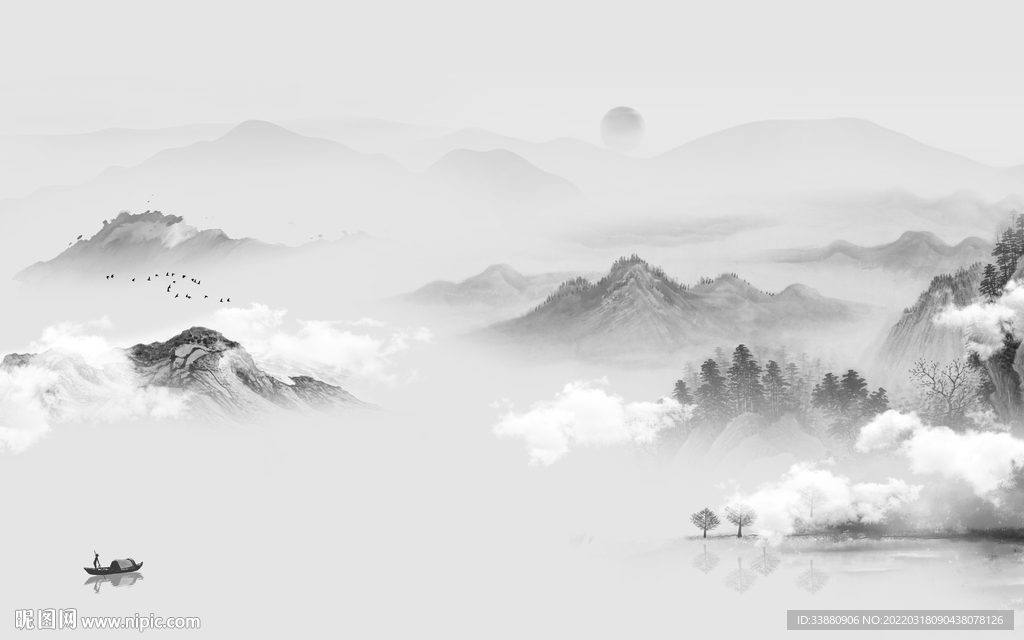 高清客厅背景山水 TIF分层