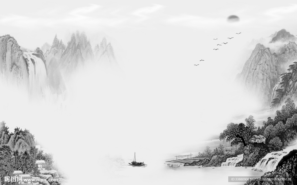 中式 最新背景山水 TIF分层