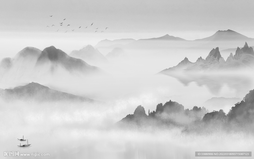 中国风最新背景山水 TIF分层