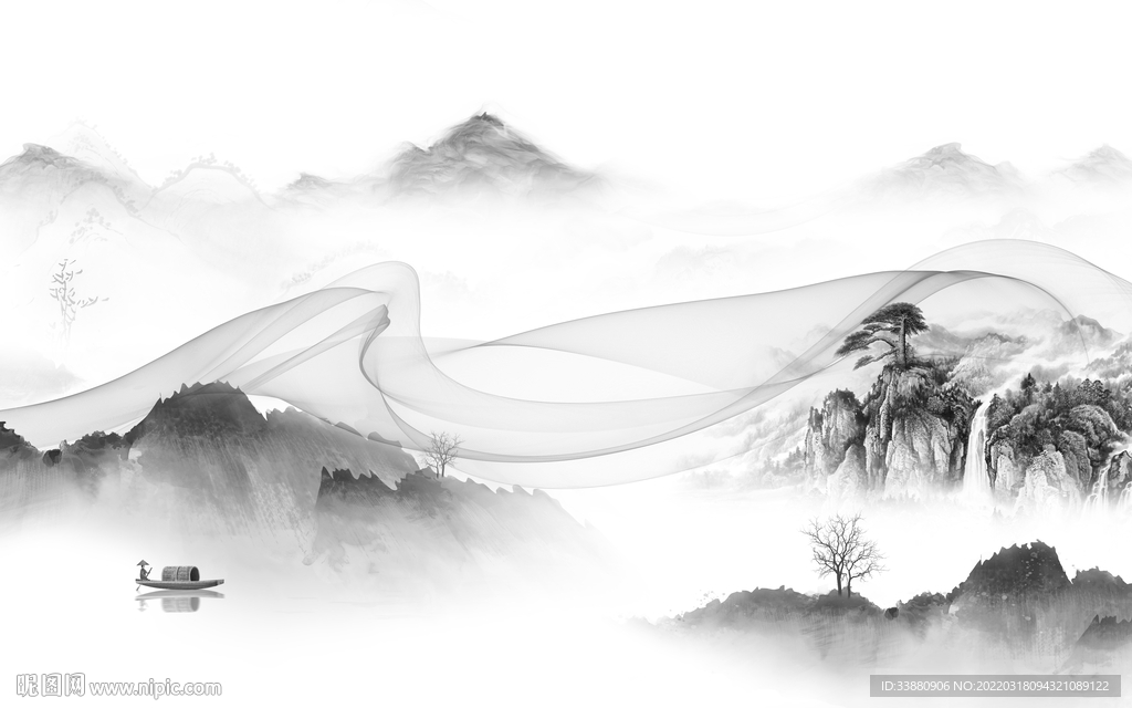 简约高清新山水画 TIF分层