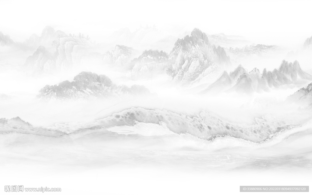 新中式最新背景山水 TIF分层