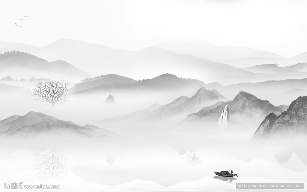 客厅意境新山水画 TIF分层