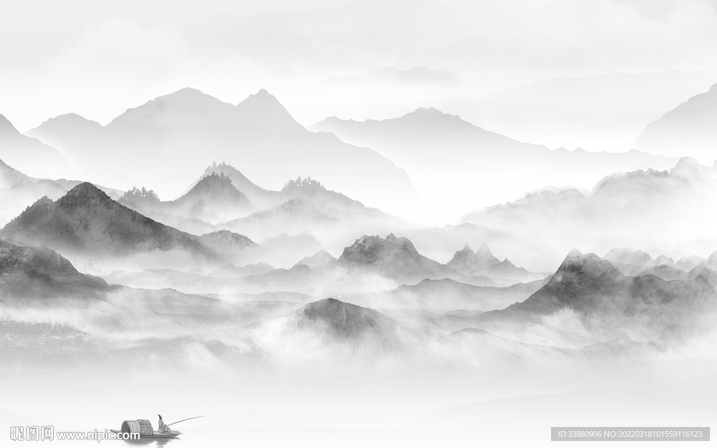 新中式意境新山水画 TIF分层