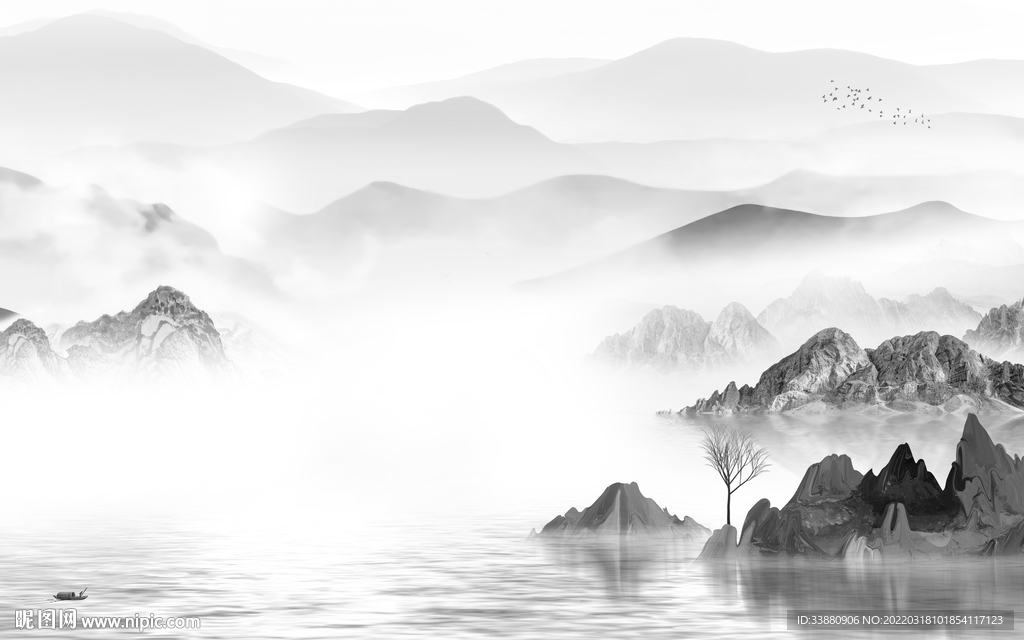 最新意境新山水画 TIF分层