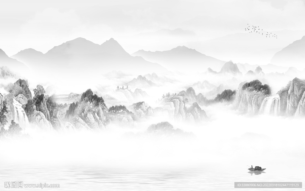 水墨高清新山水画 TIF分层