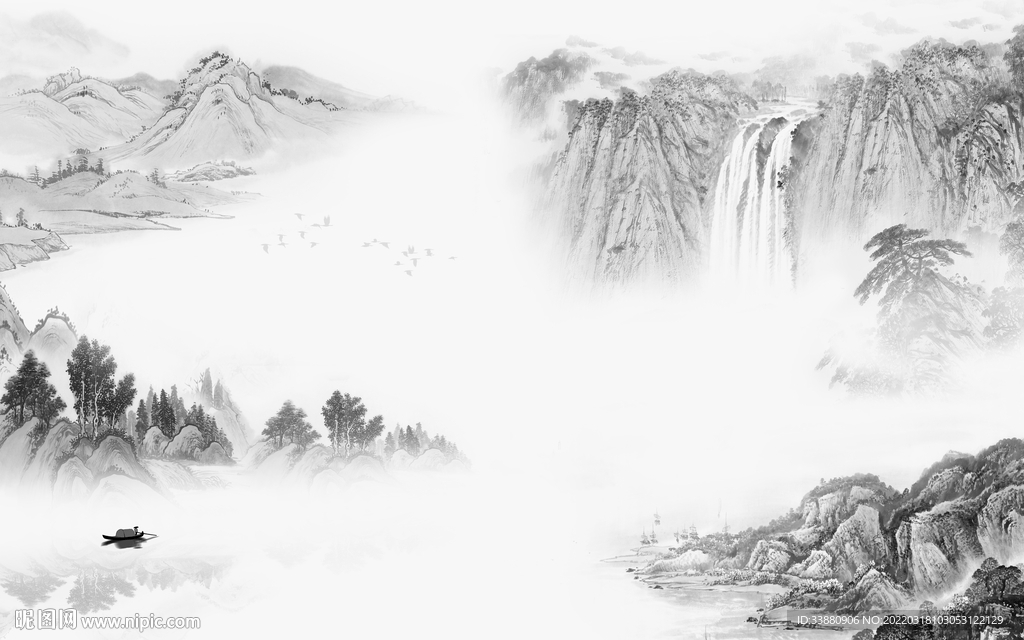 大气高清山水画 TIF分层 